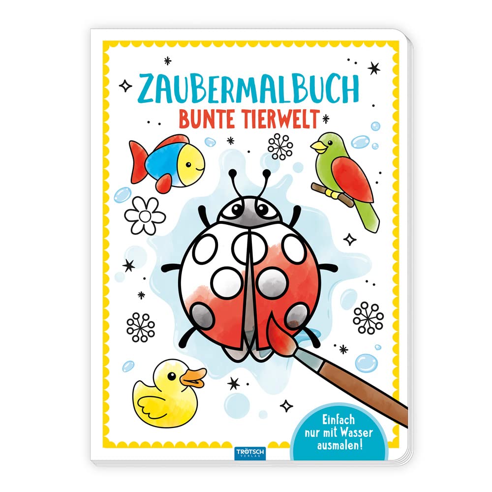 TRÖTSCH - Zaubermalbuch "Bunte Tierwelt" | Kunterbuntes Malbuch mit wasseraktivierenden Farben für kleine Entdecker: Ausmalbuch zum Anmalen mit Wasser für fröhliche Tierbilder | Ab 3 Jahren