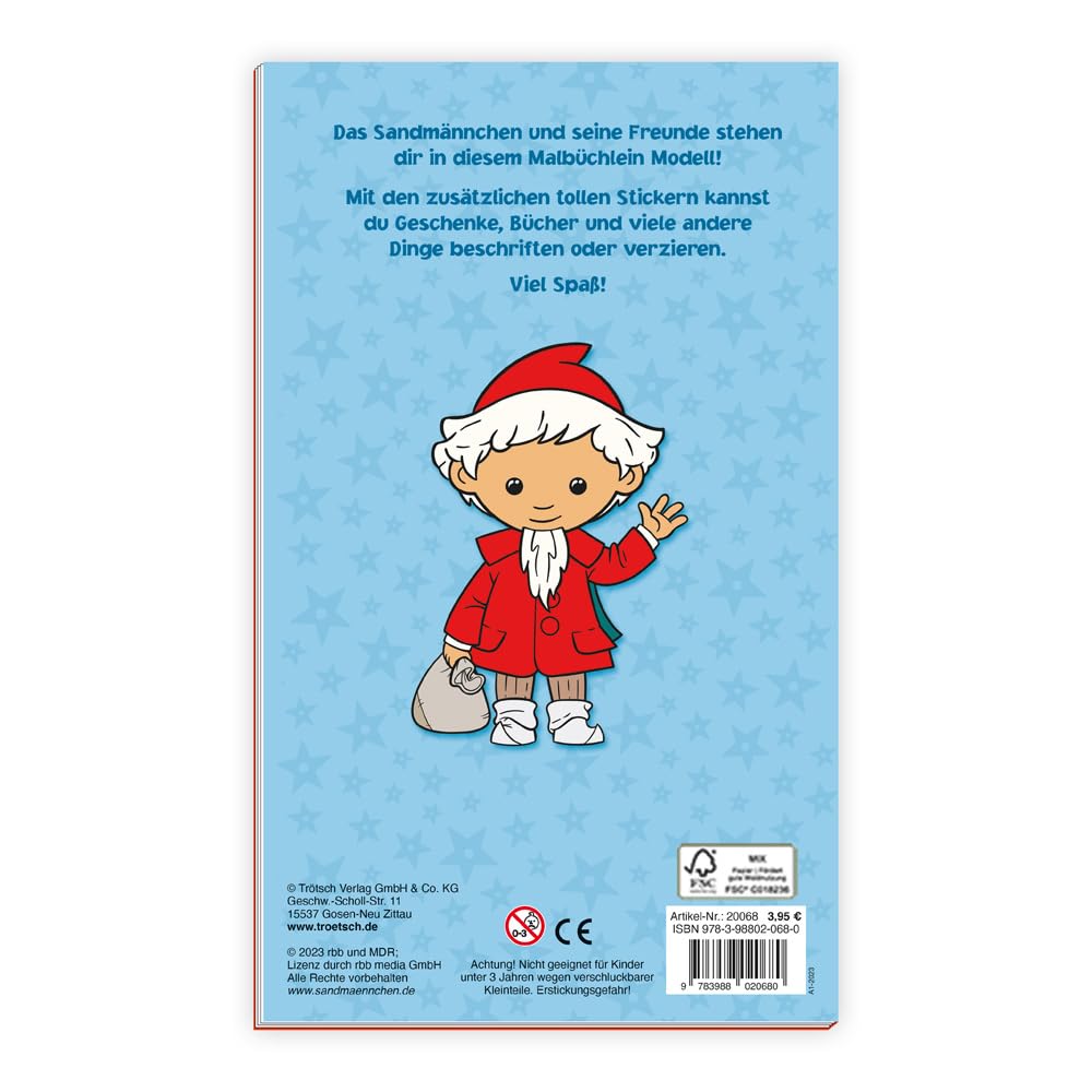 Trötsch Unser Sandmännchen Malbuch Ausmalbuch mit Stickern: Beschäftigungsbuch Ausmalbuch Malbuch